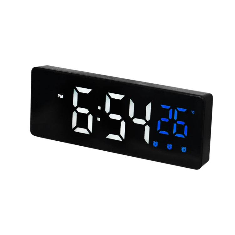 0715 Voice-activated LED Mute Date Temperature Display Electronic Clock, Black Surface Blue Light, Black Surface Green Light, Black Surface Red Light, White Shell Blue Light, White Shell Green Light, White Shell Red Light, Black Shell Blue Light