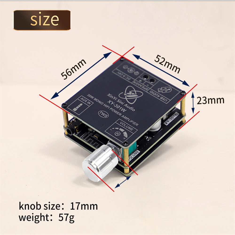 Sinilink XY-301W Mono 30W Bluetooth Audio Power Digital Amplifier Board TWS True Wireless Stereo Connection