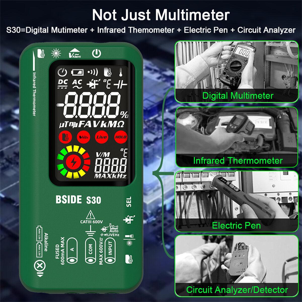 BSIDE S30 Smart Multimeter with Infrared Temperature Measurement Color Screen High Precision Voltage Current Resistance Capacitance Tester - Zen Craft