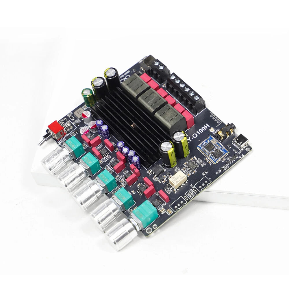 Sinilink XY-Q100H 2.1 Channel Bluetooth Audio Amplifier Module TPA3116 Subwoofer 50W2 100W APTXs AUX USB Soundcard Compact DIY Assembly