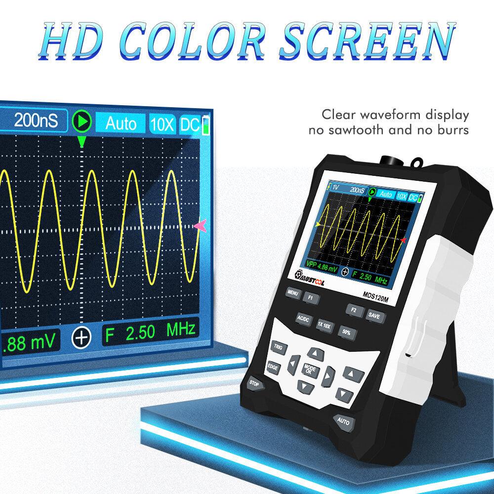 MUSTOOL MDS120M Professional Digital Oscilloscope 120MHz Analog Bandwidth 500MS/s Sampling Rate 320x240 LCD Screen Support Waveform Storage with Backlight - Zen Craft