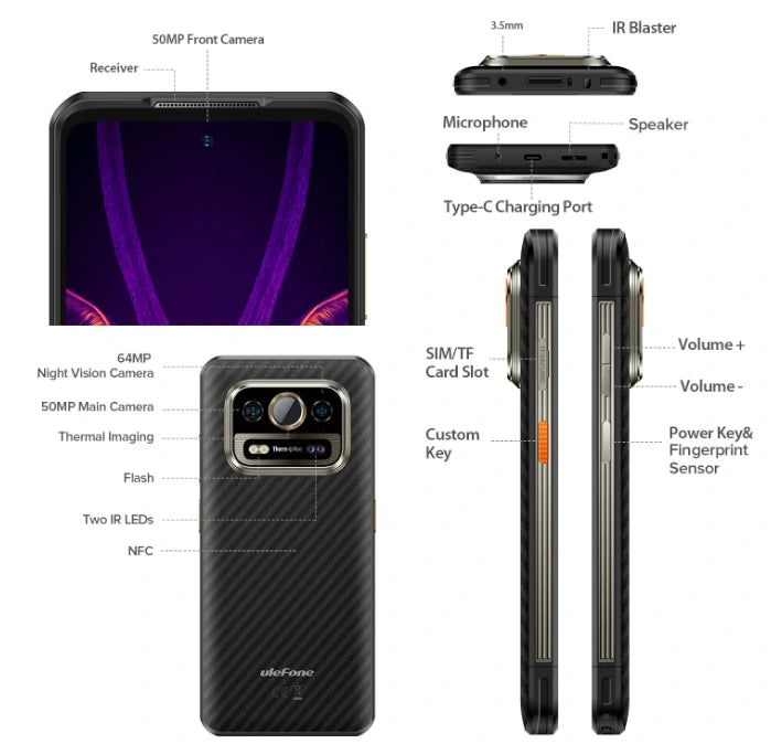 Ulefone Armor 25T Pro 5G Thermal Imaging 12GB 256GB 50MP Dual Camera 64MP Night Vision Rugged Smartphone