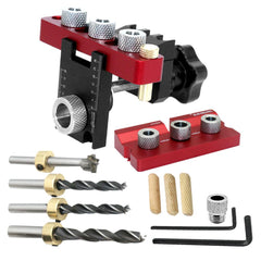 Adjustable Woodworking 3 in 1 Doweling Jig Kit Cabinet Hardware Jig Pocket Hole Jig Drilling Guide Locator For Furniture Connecting Hole Puncher Tool - Zen Craft