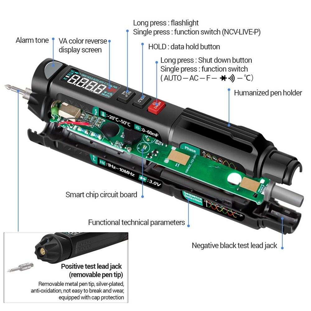 ANENG A3008 Digital Multimeter Auto Intelligent Sensor Pen Tester 6000 Counts - Zen Craft