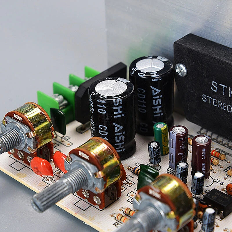 DX-0408 50W+50W 2.0 Channel Thick Film Series Stereo Amplifier Board Dual AC15V-18V 10HZ-20KHZ Potentiometer Power Amplifier Module