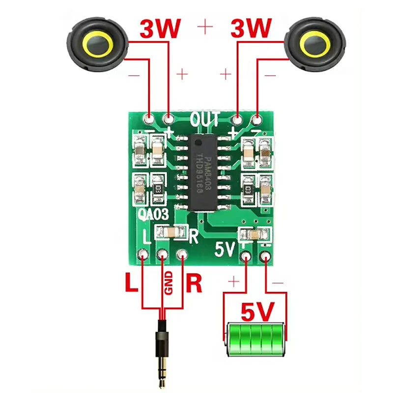 10Pcs/5pcs/1pc PAM8403 Audio 2x3W Mini Digital Power Amplifier Board for Class D Stereo Audio Amplifier Module 5V Power