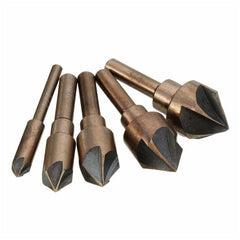 5PCS Countersink Tool Bit Set Includes 1/4" 3/8" 1/2" 5/8" 3/4" Drills Perfect for Woodworking Soft Metal DrillingPlastic Cutting