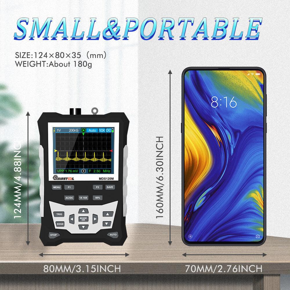 MUSTOOL MDS120M Professional Digital Oscilloscope 120MHz Analog Bandwidth 500MS/s Sampling Rate 320x240 LCD Screen Support Waveform Storage with Backlight - Zen Craft