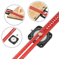 300mm 12 Inch Woodworking Scriber Compass Angle Scoring Ruler Adjustable T-type Ruler 360 Degree Angle Marking Gauge - Zen Craft