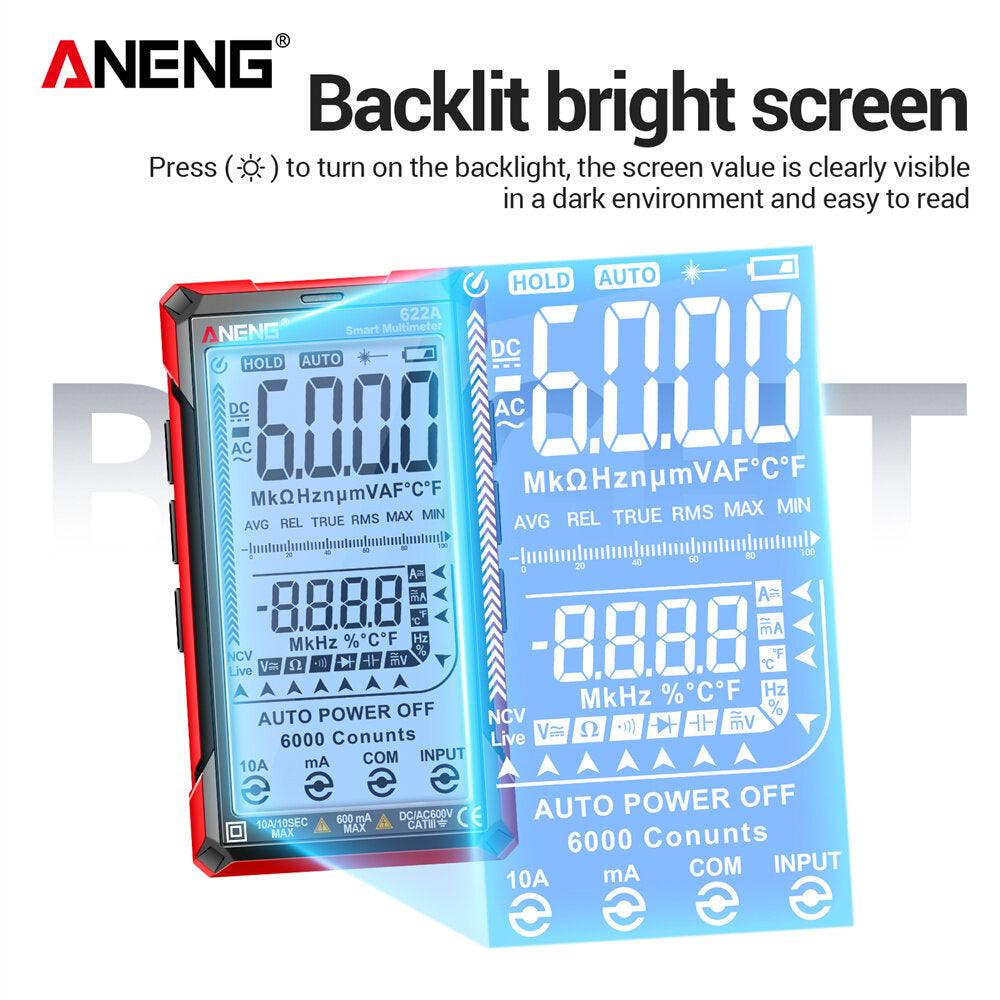 ANENG 622A Digital Smart Multimeter 10A Tester Meter Auto Range True RMS DC/AC 6000 Multitester With Laser Lamp Capacitance Ohm - Zen Craft