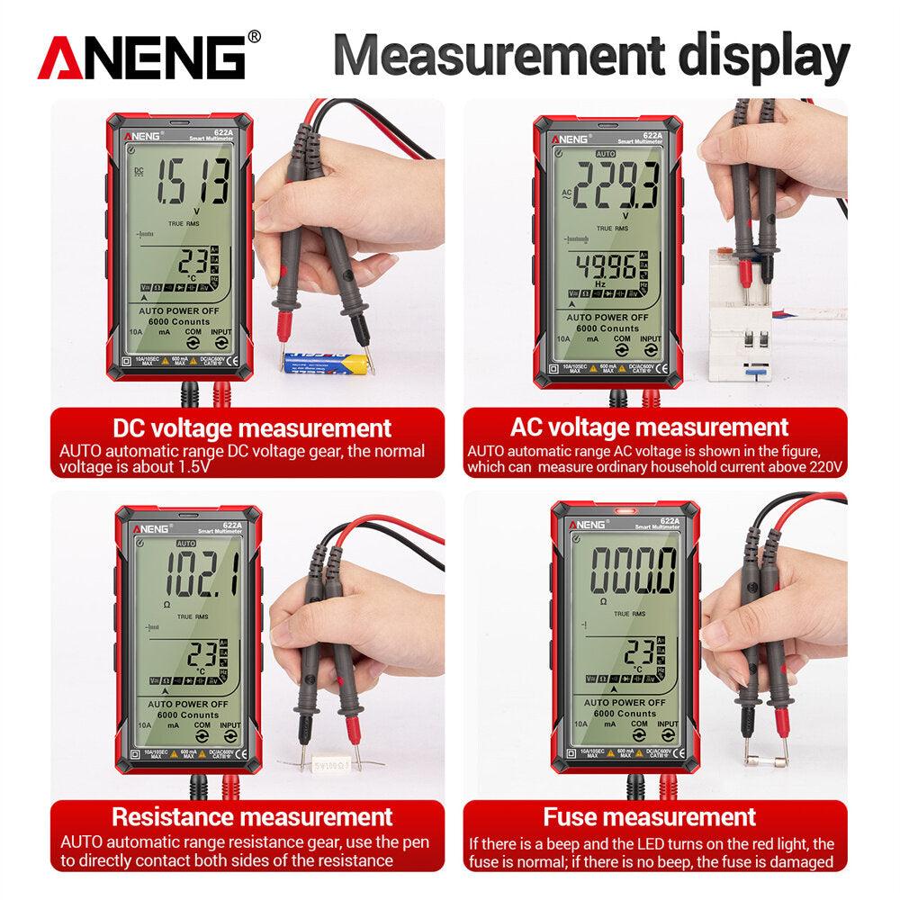 ANENG 622A Digital Smart Multimeter 10A Tester Meter Auto Range True RMS DC/AC 6000 Multitester With Laser Lamp Capacitance Ohm