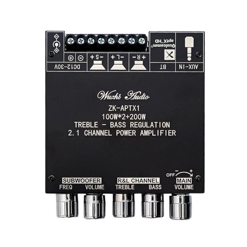 ZK-APTX1 2.1 Channel Bluetooth Amplifier Board 100Wx2+200W Subwoofer Theater HiFi Stereo Equalizer Power Amplifier Board