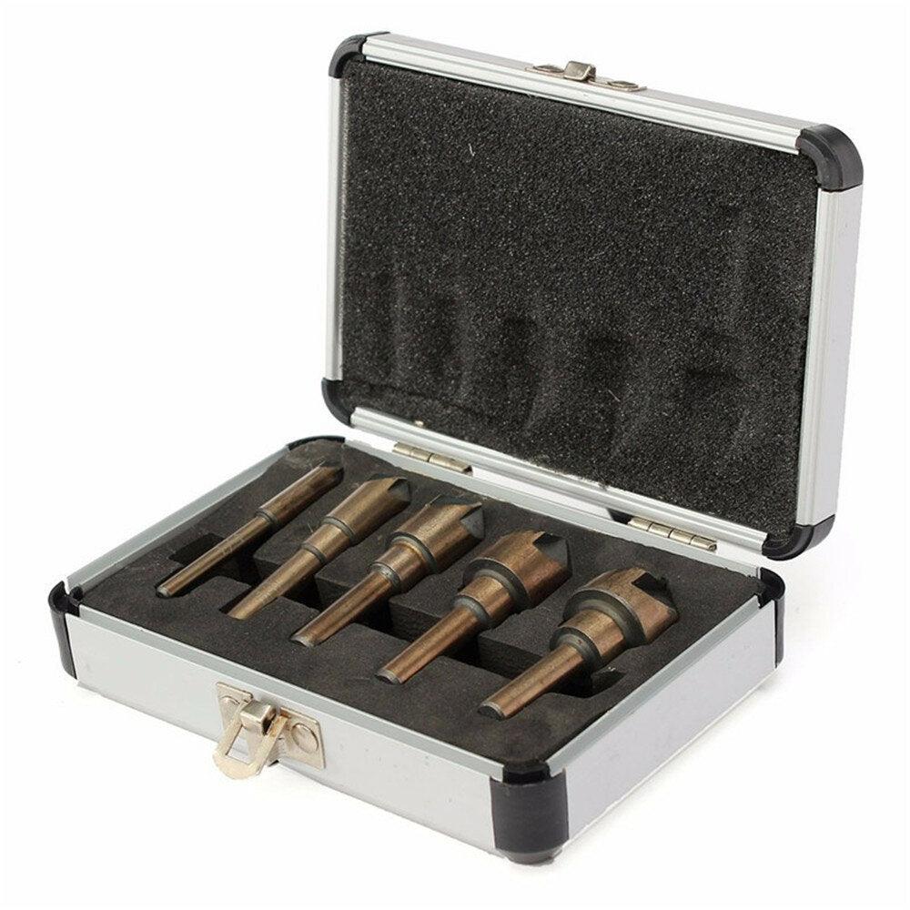 5PCS Countersink Tool Bit Set Includes 1/4" 3/8" 1/2" 5/8" 3/4" Drills Perfect for Woodworking Soft Metal DrillingPlastic Cutting