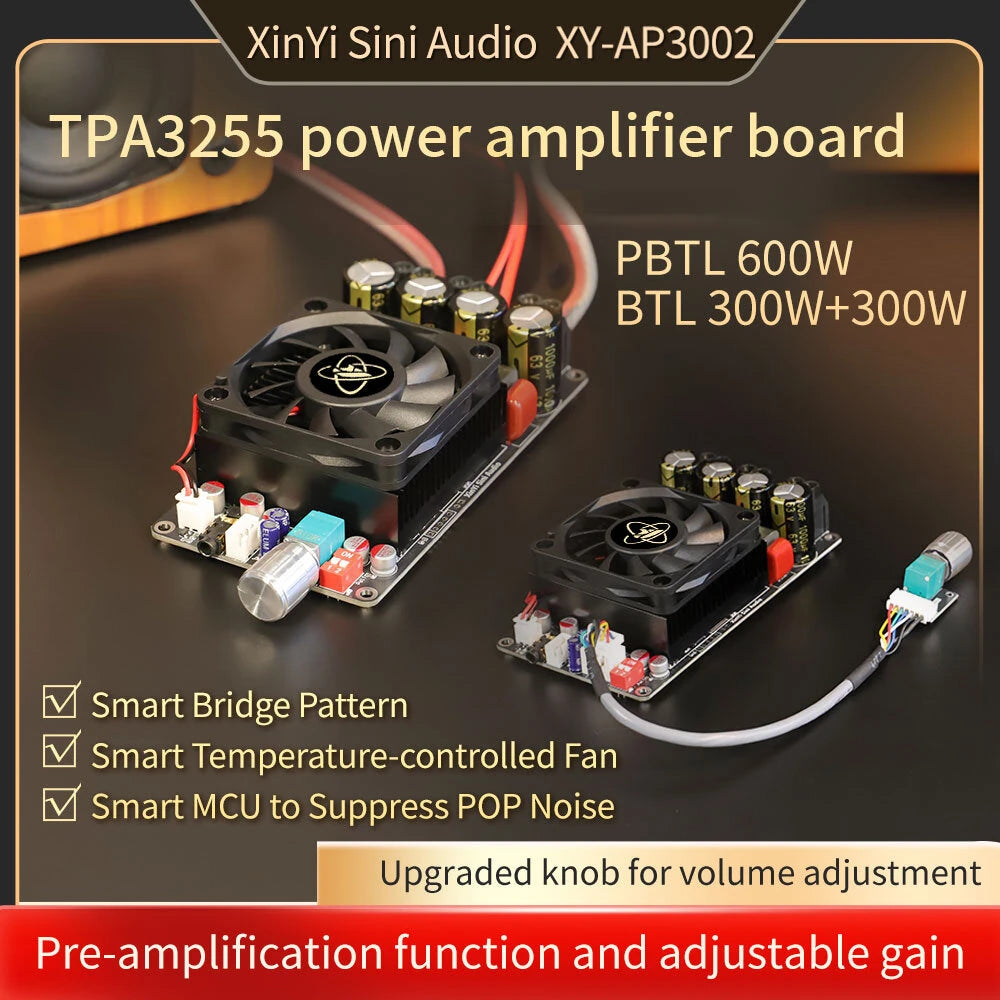 Sinilink AP3002 Power Amplifier Board TPA3255 Chip 300W x 2 Stereo Audio Amplifier High Power Output Wide Voltage Input
