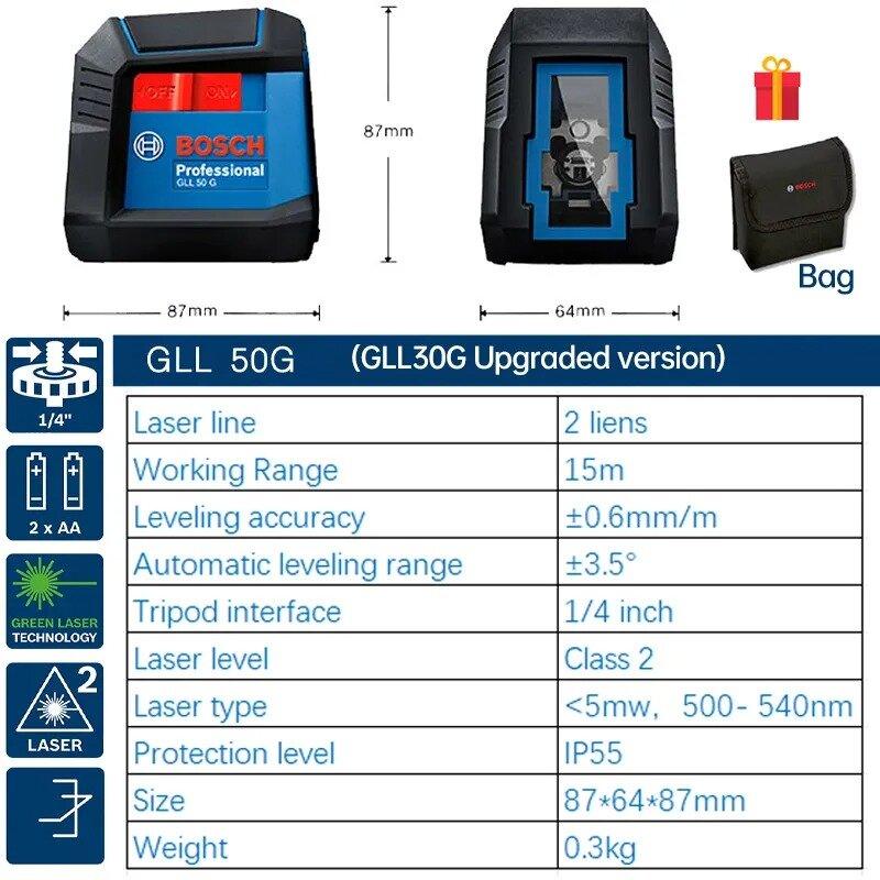 Laser Level GLL50G 2-Line Self Levelling High Precision Instrument Horizontal Vertical Green Light Level for Construction - Zen Craft