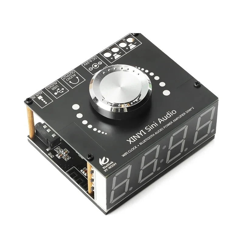 XY-W50H HIFI 50W*2 Stereo bluetooth 5.0 Digital Power Amplifier Board Module with WIFI Timing Clock BT5.0 Audio Module DC8-24V