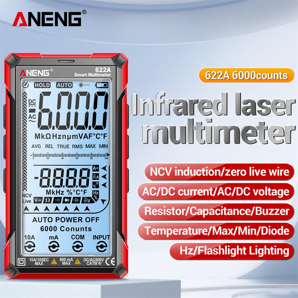 ANENG 622A Digital Smart Multimeter 10A Tester Meter Auto Range True RMS DC/AC 6000 Multitester With Laser Lamp Capacitance Ohm - Zen Craft