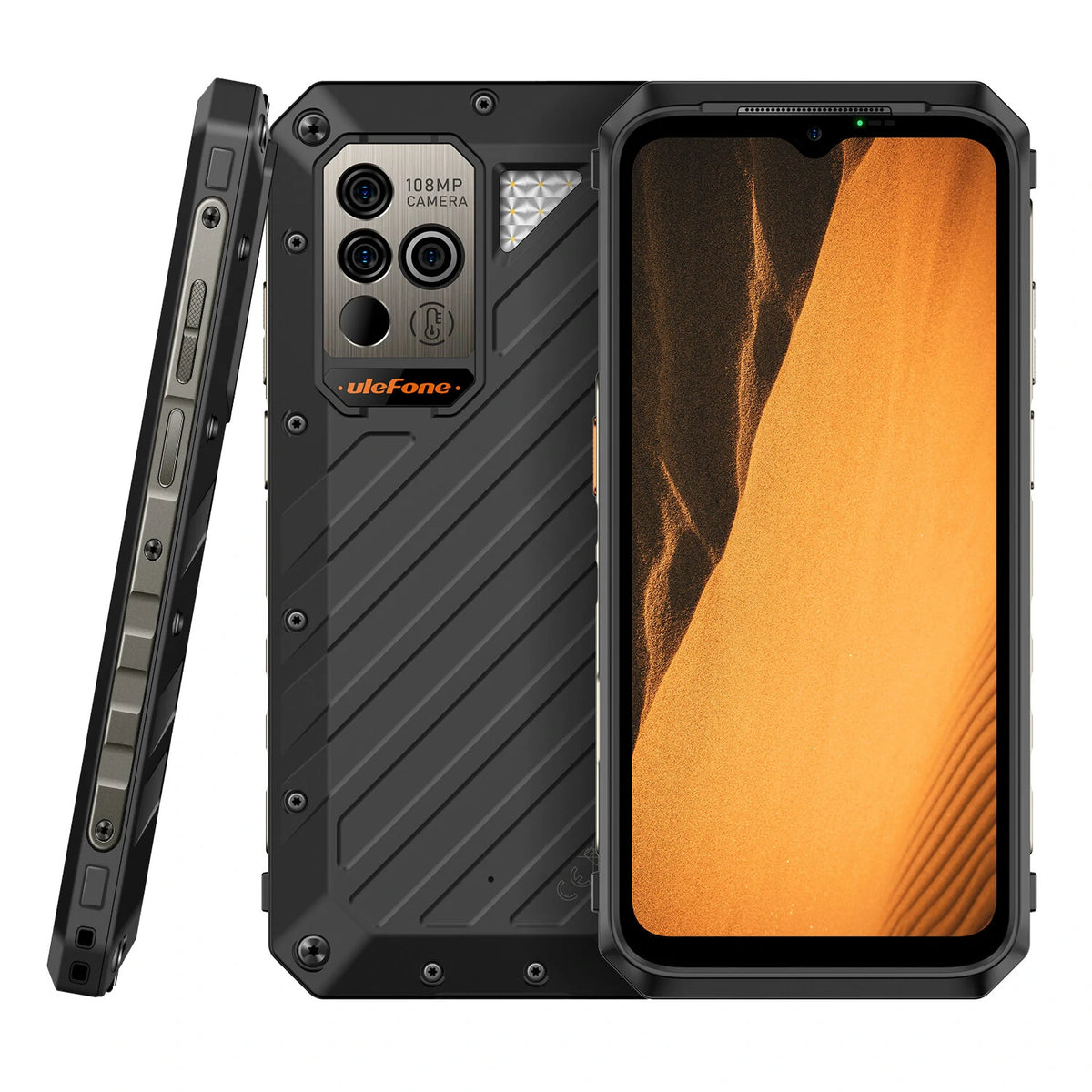 Ulefone Power Armor 19 108MP Triple Camera 17GB 256GB Helio G99 NFC 6.58 inch 120Hz 9600mAh 66W Fast Charge Wireless Charge Temperature Measurement IP68 IP69K Waterproof Rugged 4G Smartphone