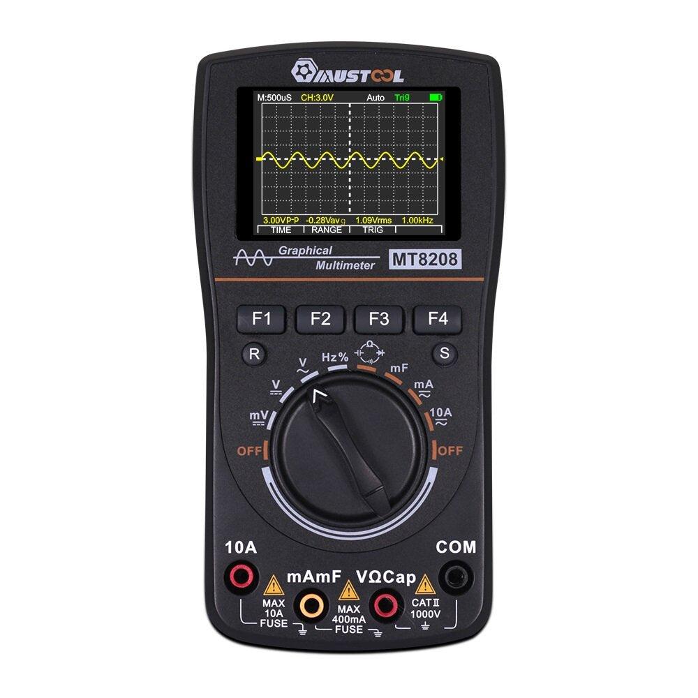 MUSTOOL MT8208 Intelligent Graphical Digital Oscilloscope Multimeter 2 in 1 With 2.4 Inches Color Screen 1MHz Bandwidth 2.5Msps Sampling Rate for DIY and Electronic Test Upgraded from MT8206 - Zen Craft