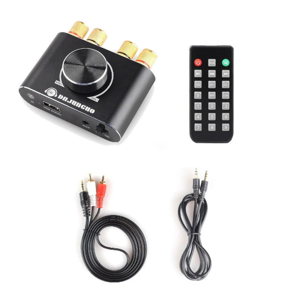 X50H Audio Amplifier 2.0 Channel 20W+20W Bluetooth Amp with Remote Control Supports Bluetooth/USB/AUX Input