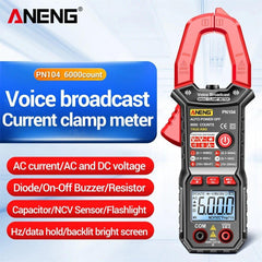 ANENG PN104 Clamp Meter AC Current Voice Broadcast Multimeter AC DC Voltage Tester Car Amp Hz Capacitance NCV Ohm Tester Tools - Zen Craft