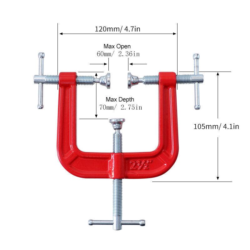 Industrial G Clamp Three Way Clamping Spiral Advance Design Milled Cast Iron High Strength For Machine Processing Furniture Making Marble Glasswork