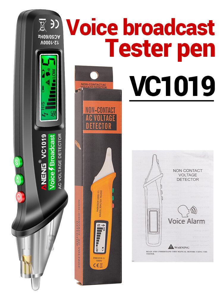 ANENG VC1019 Red Laser Test Pen Voice Broadcast Voltage Detector 12-1000V Volt Current Non-Contact Pen Electric Teste Meter Tool