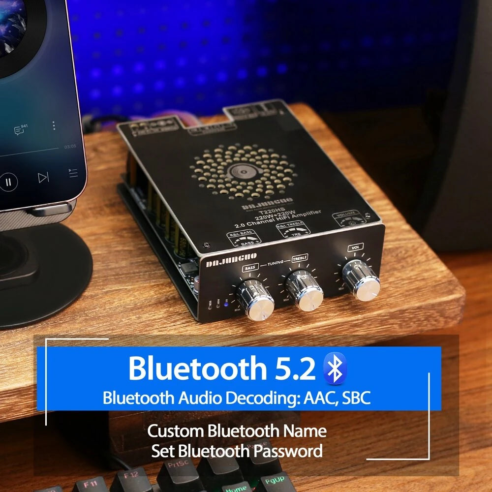 T220HS bluetooth 5.2 Amplifier Board 220W+220W Stereo Channel HiFi Amplifier TPA3251 Audio Module