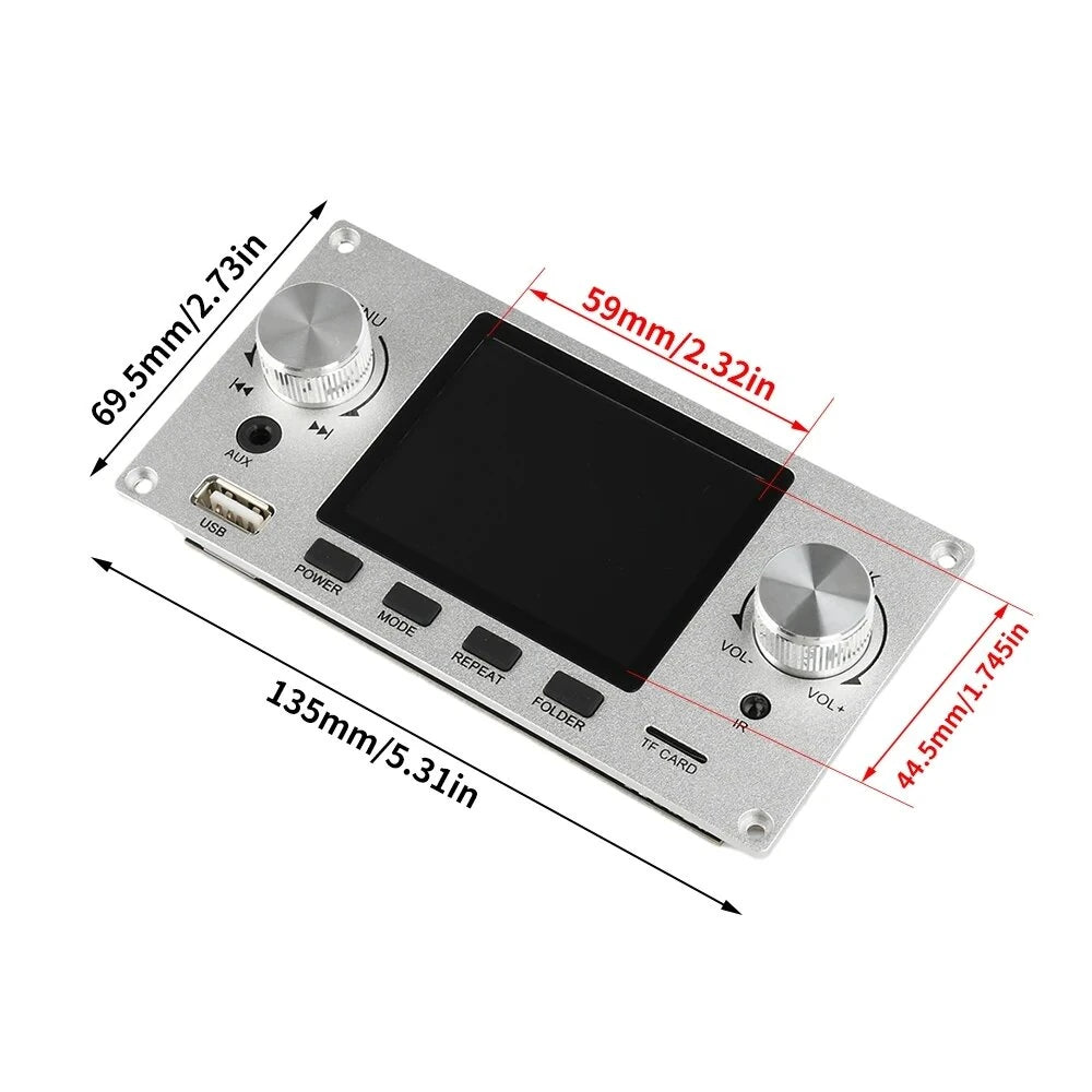 2.8 Inch IPS Screen Audio Decoder Board Bluetooth 5.3 MP3 FLAC WAV APE Support I2S Digital Output USB Sound Card Line Input EQ Audio Module