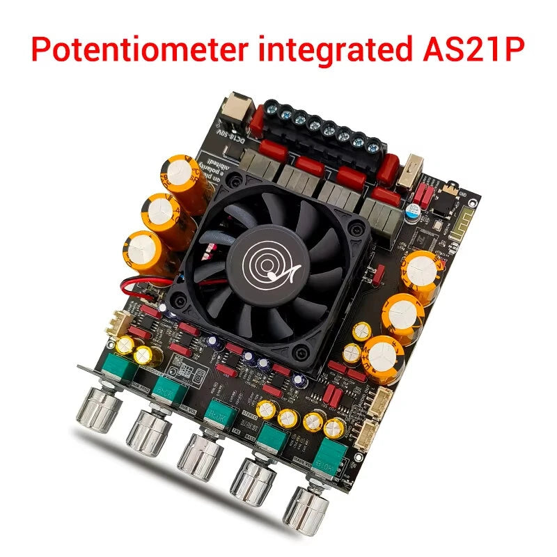 ZK-AS21P TPA3255x2 Digital Power Amplifier Board 300WX2+600W 2.1 Channel Bluetooth With Subwoofer Module