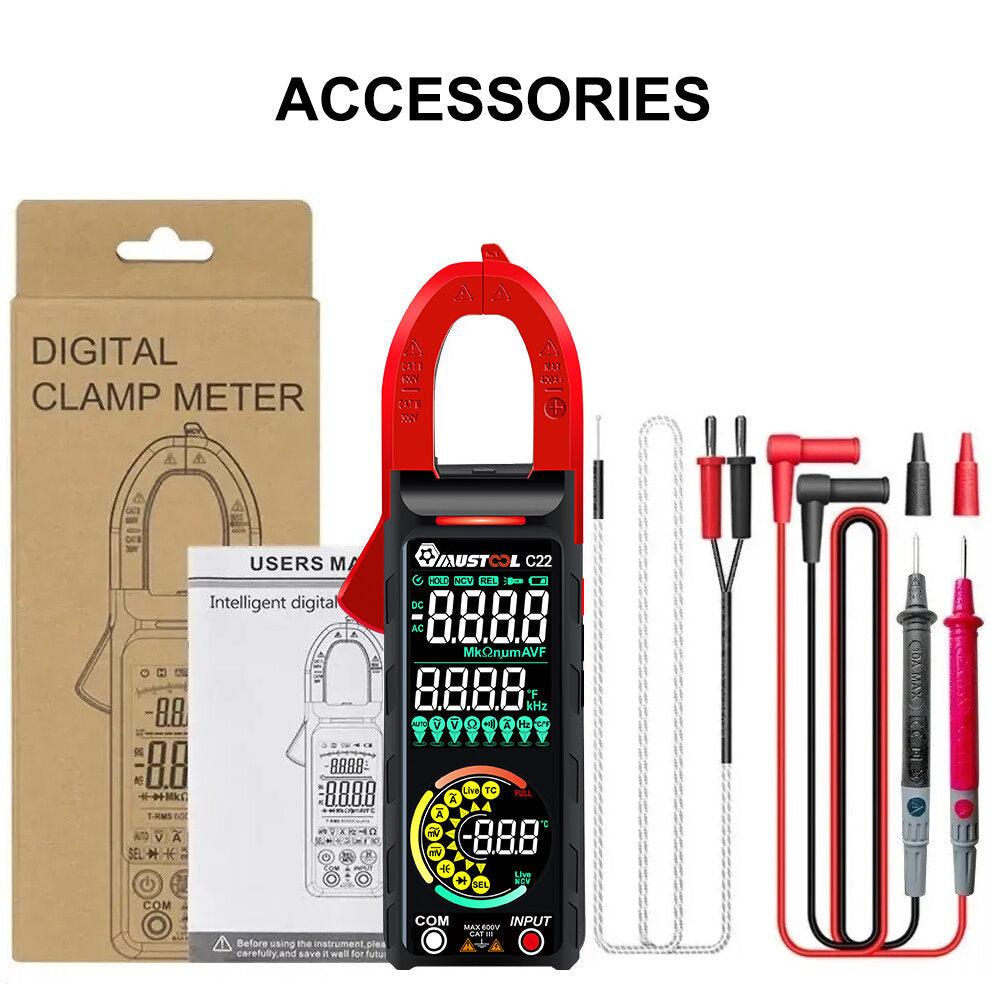 2024NEW Mustool C22 Digital Clamp Meter 400A High Precision AC/DC Current Measure with Live Wire Recognition NCV Induction Detection Dual VA Color Screen