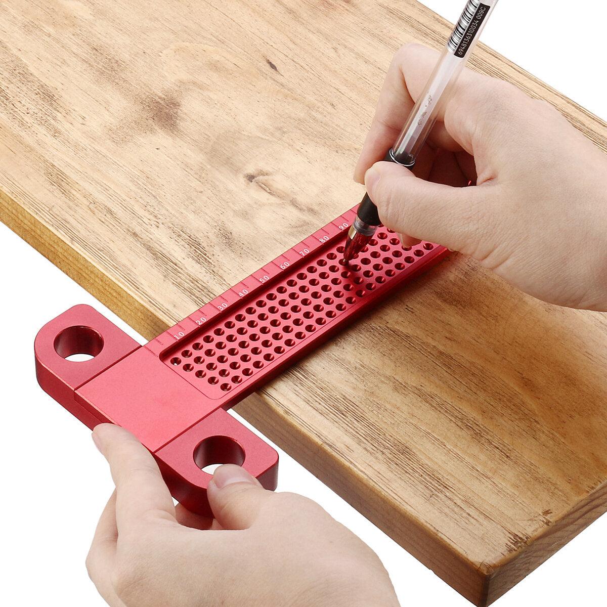 Drillpro Aluminium Alloy T-160 Hole Positioning Metric Measuring Ruler Woodworking Precision Marking Scriber - Zen Craft