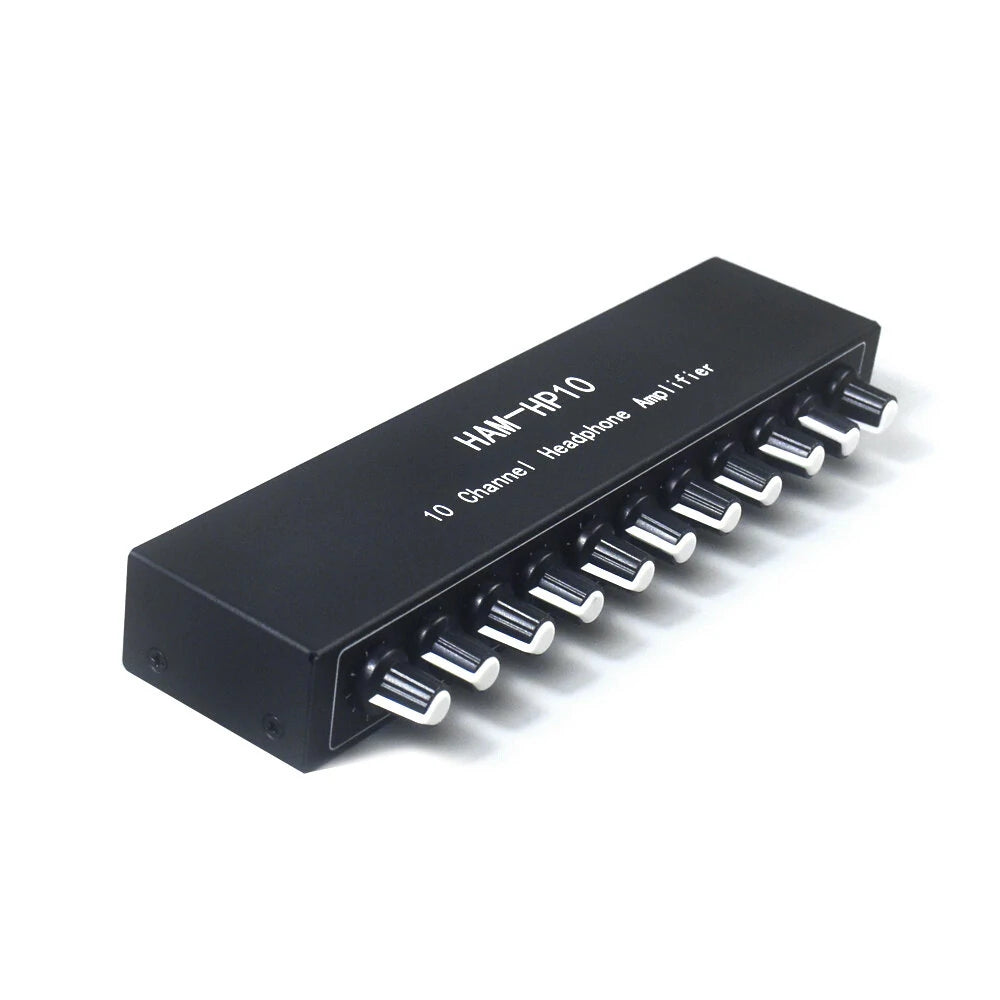 HAM-HP10 10 Channel Stereo Headphone Amplifier 1 Input 10 Output 12dB Gain NJM4556A 3.5mm Jack DC 12-24V Volume Control