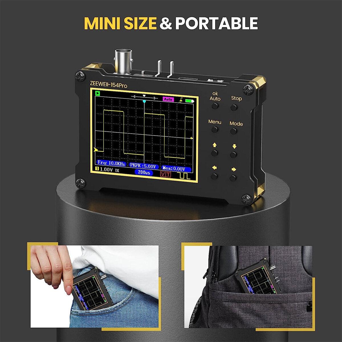 ZEEWEII DSO154Pro Mini Handheld Digital Oscilloscope 154pro 40MSa/s Sampling Rate 18MHz Bandwidth PWM Signal Generator LCD Display - Zen Craft