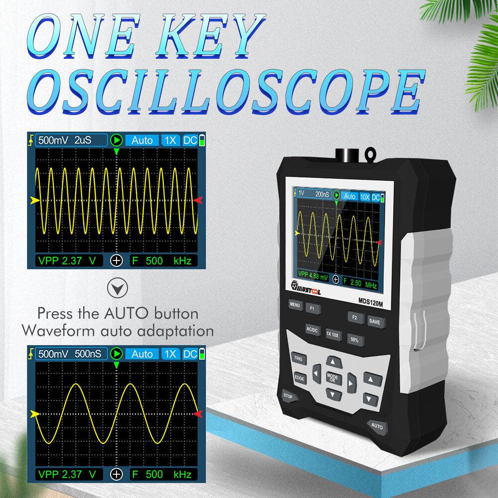 MUSTOOL MDS120M Professional Digital Oscilloscope 120MHz Analog Bandwidth 500MS/s Sampling Rate 320x240 LCD Screen Support Waveform Storage with Backlight - Zen Craft