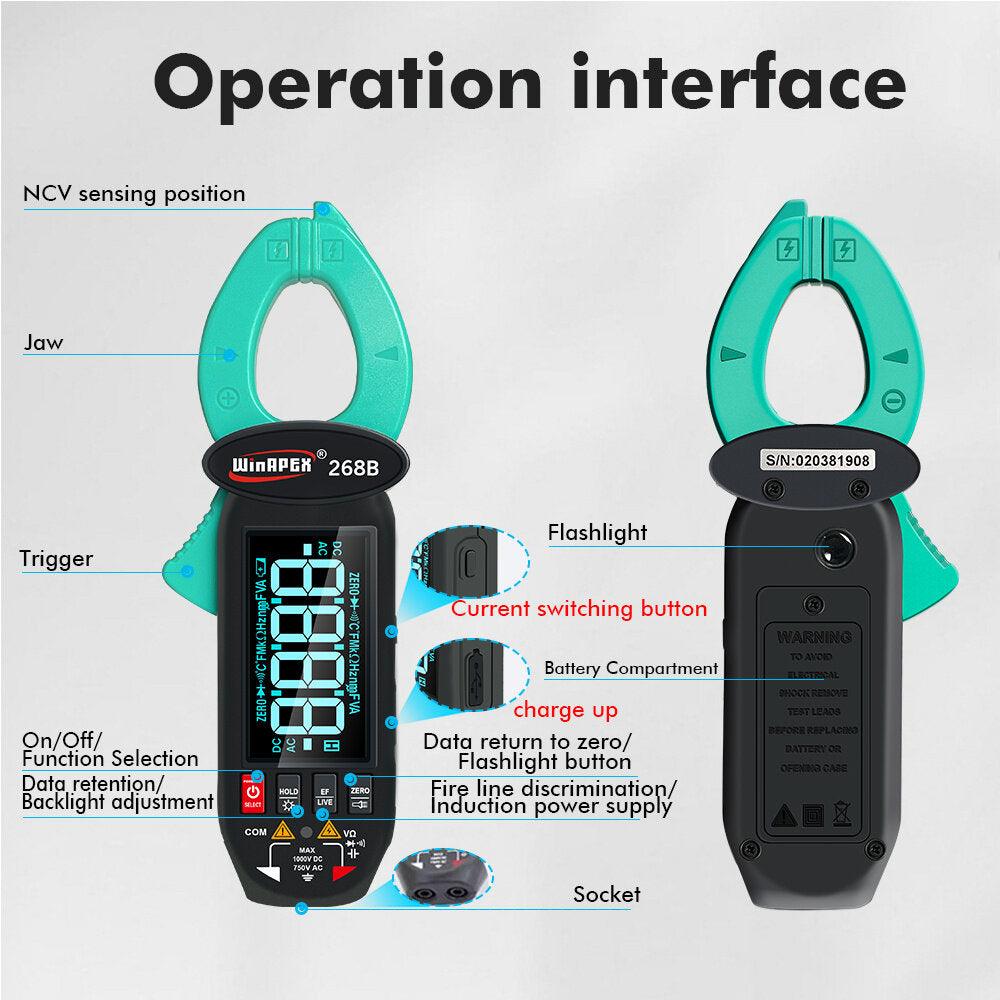 WINAPEX 268B Leakage Current Detect Clamp Meter 0.1mA high resolution True RMS Multimeter AC DC Clamp Meter - Zen Craft