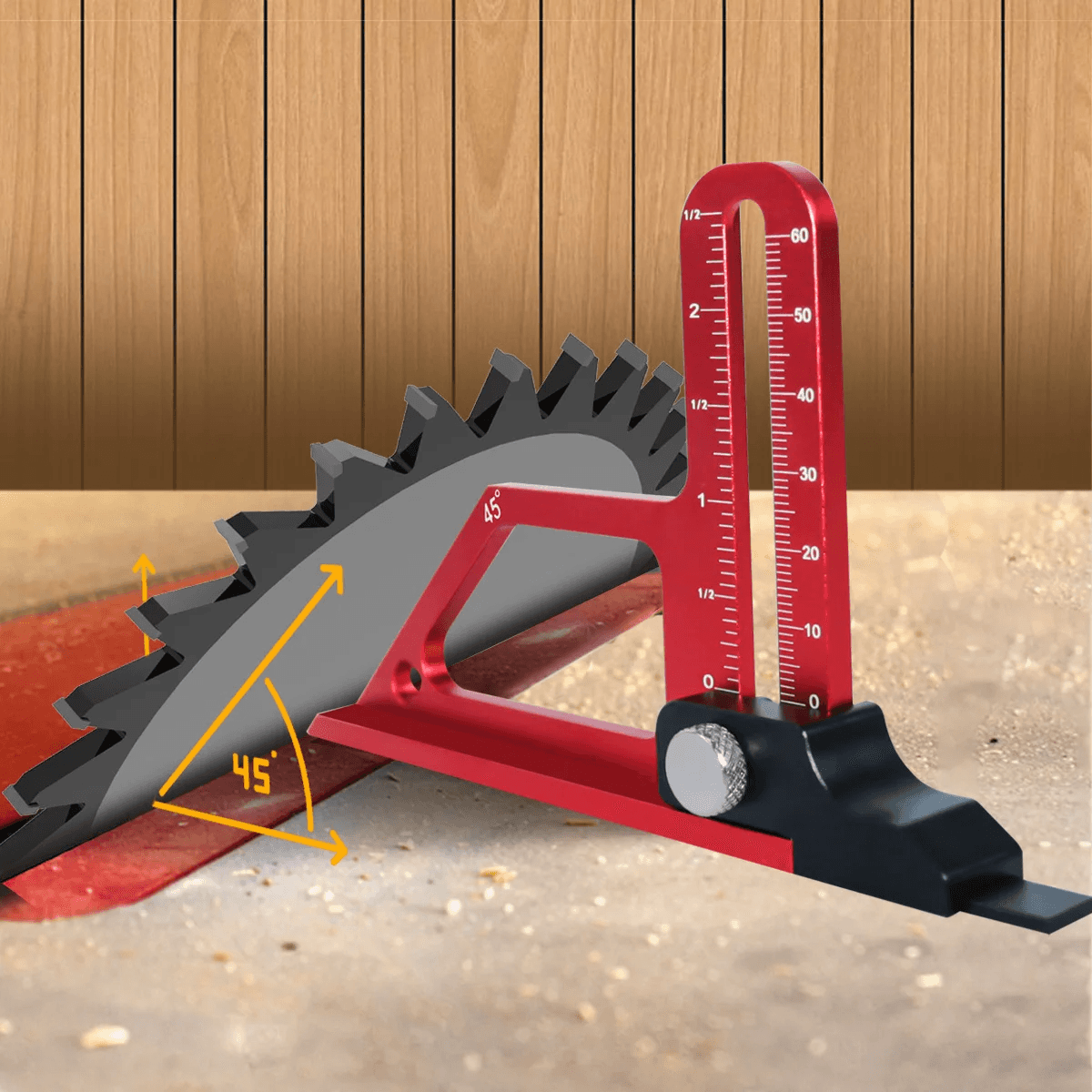 Adjustable Table Saw Depth Gauge 0-60mm with Metric and Inch Scale Aluminum Installing Blade Router Bits Height Measuring Gauge - Zen Craft