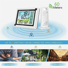 1-to-1 Indoor/Outdoor Wireless Thermometer Large Colorful Screen Temperature Humidity Monitor Weather Station Clock - My Store