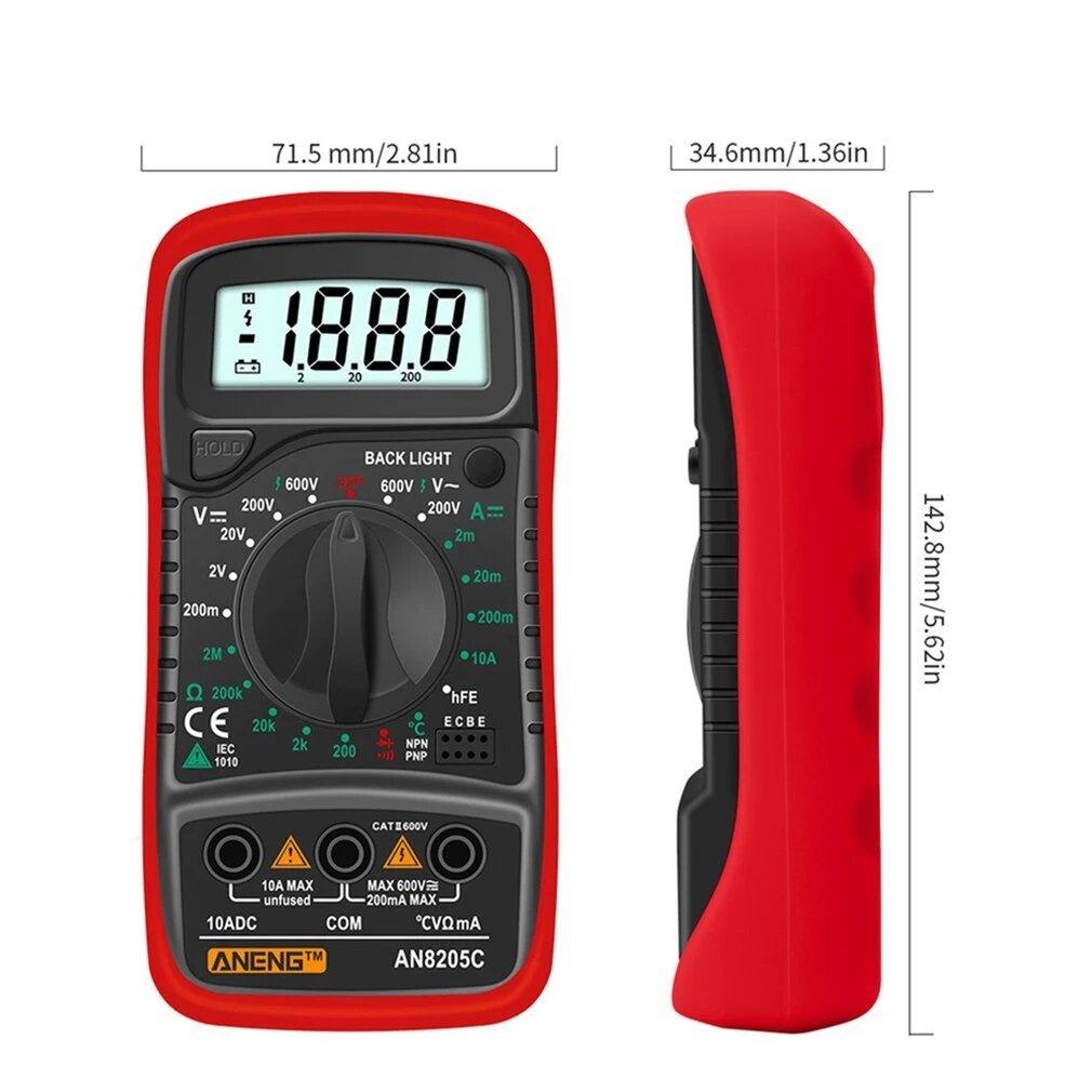 ANENG AN8205C Digital Multimeter AC/DC Ammeter Volt Ohm Tester Meter Multimetro With Thermocouple LCD Backlight