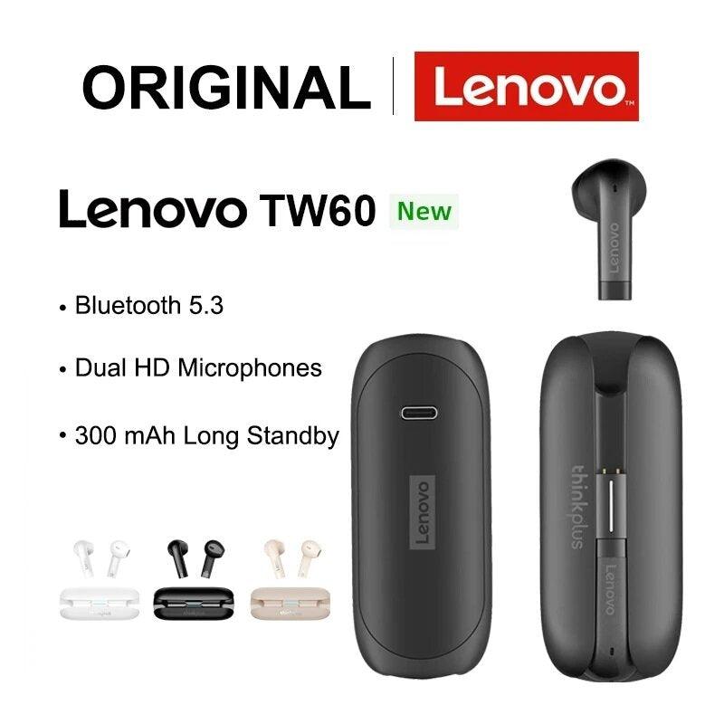 Lenovo TW60 TWS Earphones Wireless bluetooth 5.3 Headphones 13mm Drivers HiFi Stereo Mini Portable Headphone with HD Mic