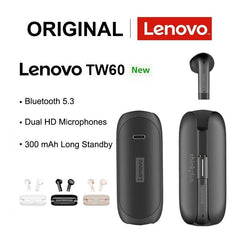 Lenovo TW60 TWS Earphones Wireless bluetooth 5.3 Headphones 13mm Drivers HiFi Stereo Mini Portable Headphone with HD Mic