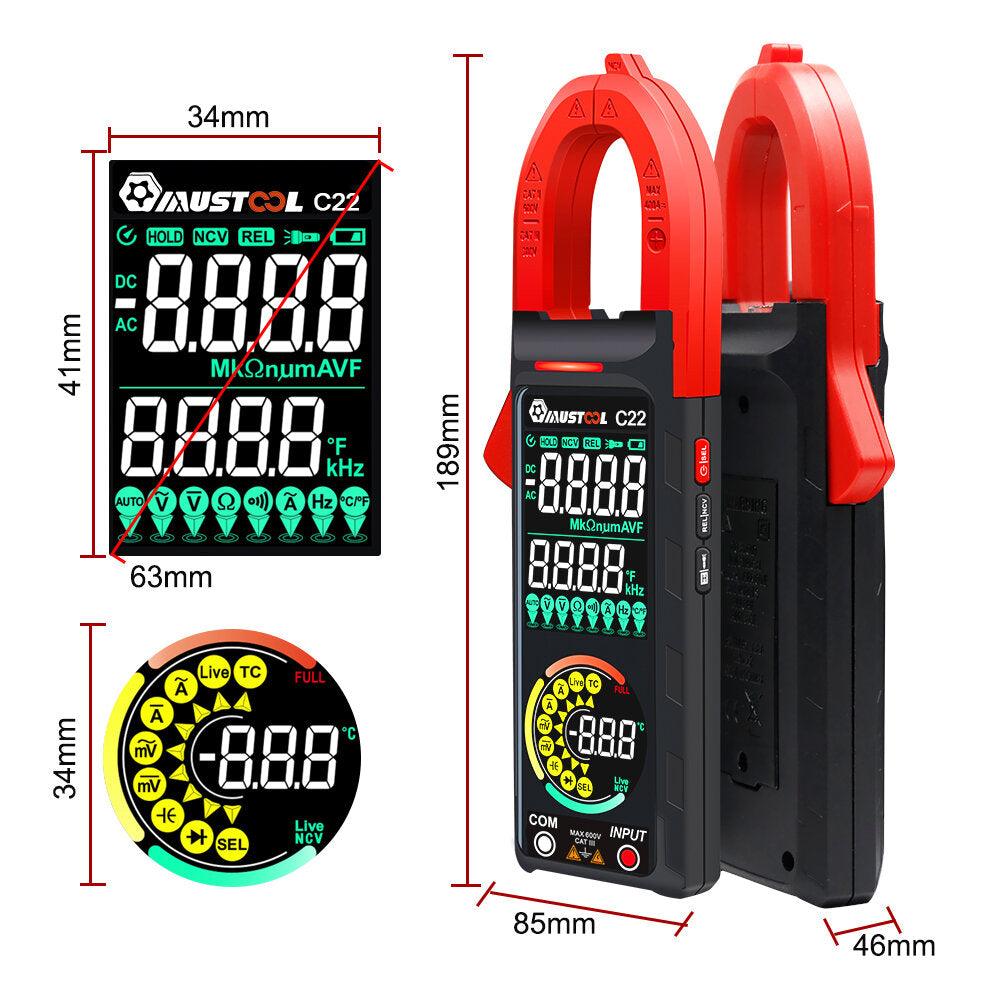 Mustool C22 Digital Clamp Meter 400A High Precision AC/DC Current Measure with Live Wire Recognition NCV Induction Detection Dual VA Color Screen - Zen Craft