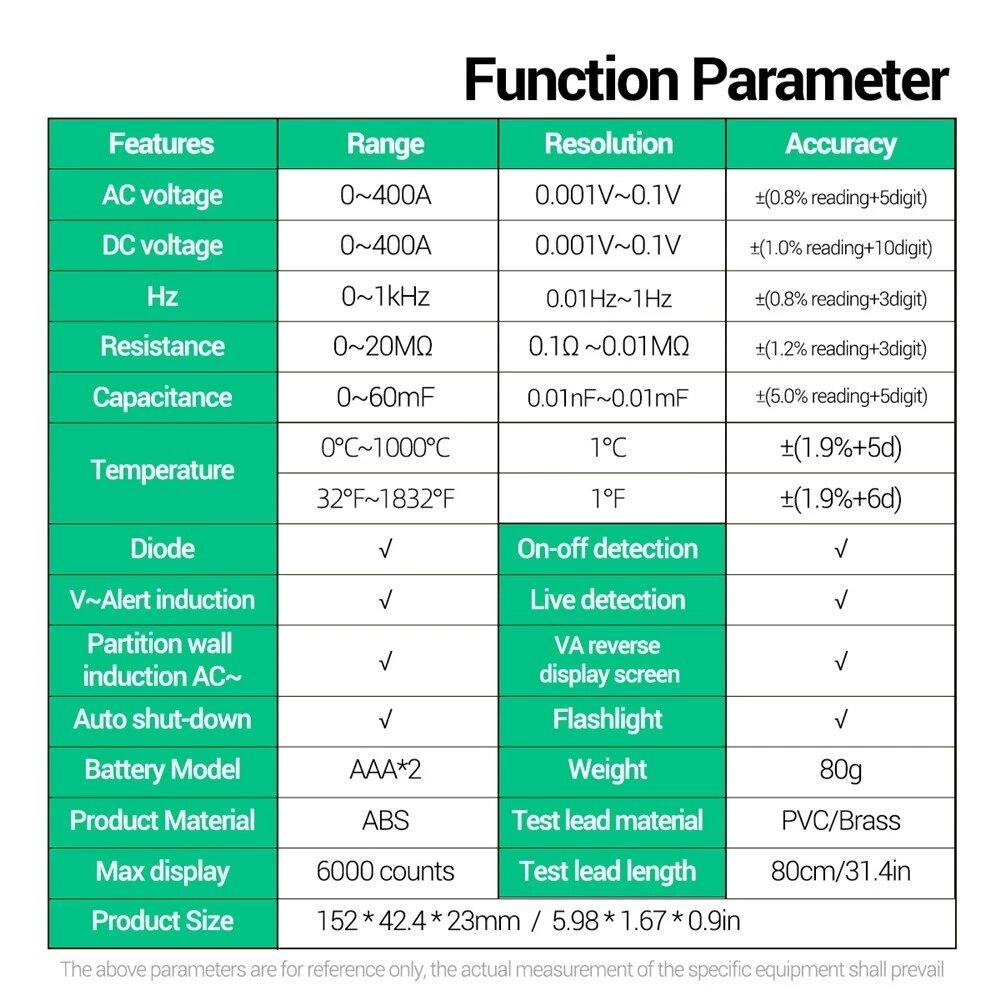 ANENG AN998 Automatic Digital Professional Multimeter 6000 Counts Electric Auto Ranging AC/DC Voltmeter Temp Ohm Hz Tester Tool