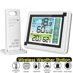 1-to-1 Indoor/Outdoor Wireless Thermometer Large Colorful Screen Temperature Humidity Monitor Weather Station Clock - My Store