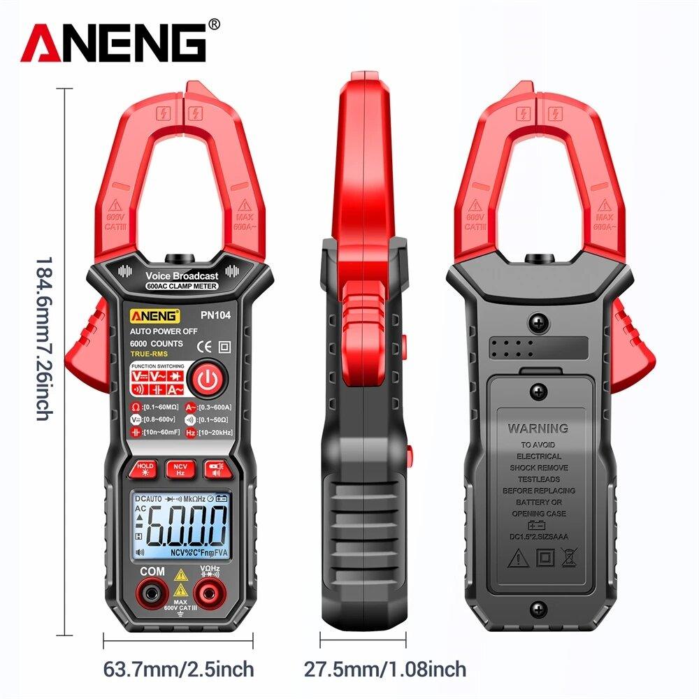 ANENG PN104 Clamp Meter AC Current Voice Broadcast Multimeter AC DC Voltage Tester Car Amp Hz Capacitance NCV Ohm Tester Tools