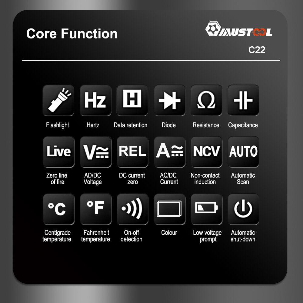 Mustool C22 Digital Clamp Meter 400A High Precision AC/DC Current Measure with Live Wire Recognition NCV Induction Detection Dual VA Color Screen - Zen Craft