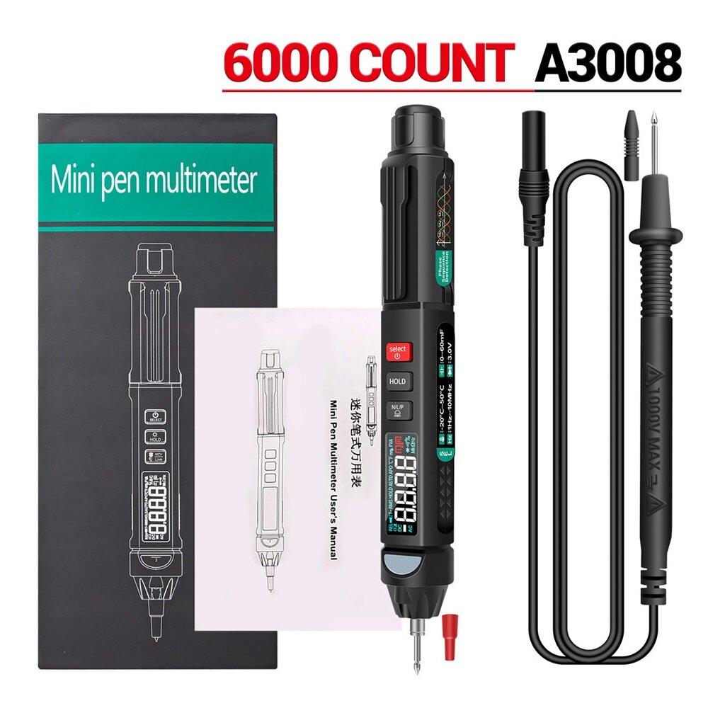 ANENG A3008 Digital Multimeter Auto Intelligent Sensor Pen Tester 6000 Counts Non-contact Voltage Meter VA Color Reverse Display Screen