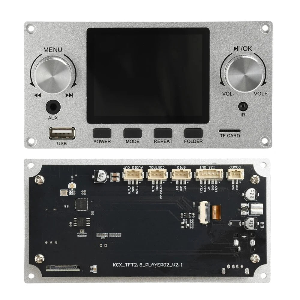 2.8 Inch IPS Screen Audio Decoder Board Bluetooth 5.3 MP3 FLAC WAV APE Support I2S Digital Output USB Sound Card Line Input EQ Audio Module