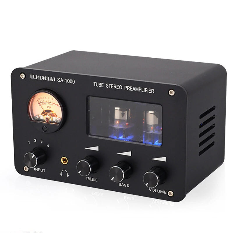 PJ.MIAOLAI SA-1000 6H3N Tube Preamplifier HiFi 4 Input 2 Output VU Meter Headphone Amplifier Audiophile Sound Quality Aluminum Body Home Theater Audio Amp