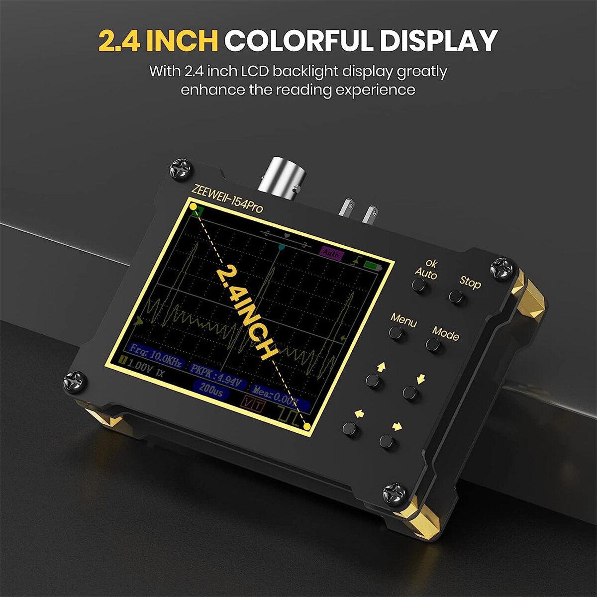 ZEEWEII DSO154Pro Mini Handheld Digital Oscilloscope 154pro 40MSa/s Sampling Rate 18MHz Bandwidth PWM Signal Generator LCD Display - Zen Craft